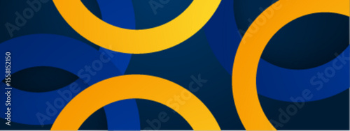 Overlapping blue and yellow circles create an abstract design suitable for backgrounds, marketing materials, web design, and technology concepts.