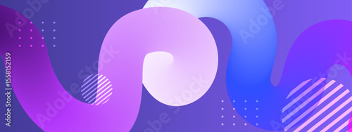 Abstract purple blue wavy shapes and patterns suitable for backgrounds, graphic design, website elements, brochures, posters, and social media.