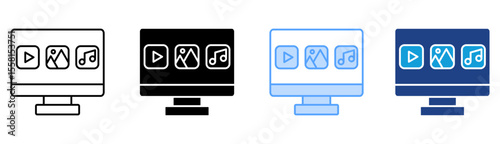Media Icon Set Multiple Style Collection