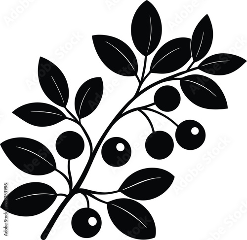 Simple Line Cranberry Branch Vector for Autumn Decor