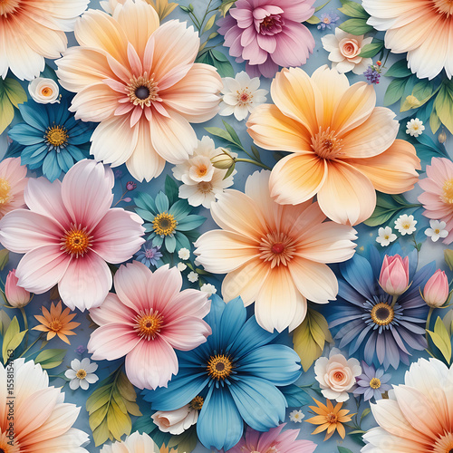 Abstract floral warm purple multiple shade floral seamless pattern in water colors in oil painting style, used gradient in rational way, texture theme, white inspired, 