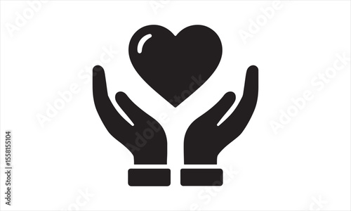 Hands Holding Heart Icon - Care & Charity Symbol