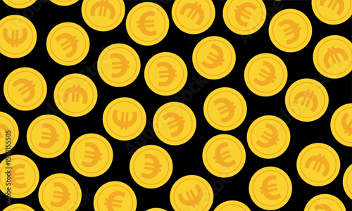 Golden euro coin pattern background. euro coin pattern background. money pattern background.