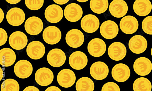 Golden euro coins money seamless pattern background icon. Euro coin pattern. money texture Background