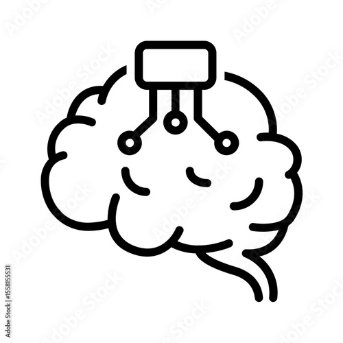Vector black line icon for Brain