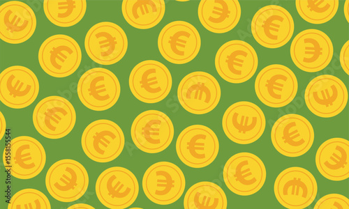 Golden euro coins money seamless pattern background icon. Euro coin pattern. money texture Background