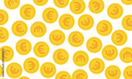 Golden euro coin pattern background. euro coin pattern background. money pattern background.