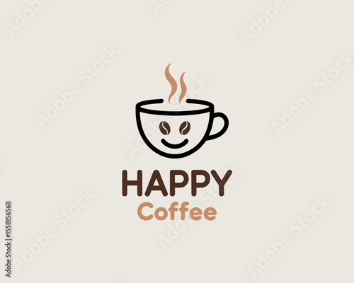 Happy Coffee Cup Logo