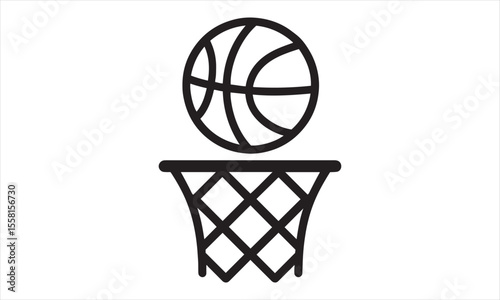 Basketball and Hoop Icon - Sports & Game Symbol