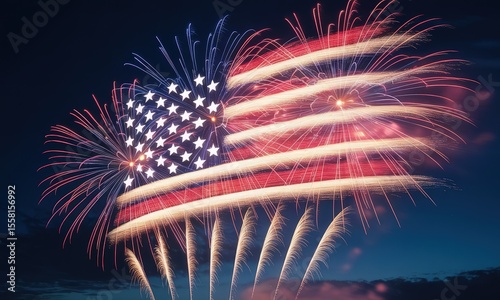 Fireworks display forming national flag night celebration