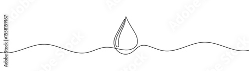 Continuous line drawing of drop. A drop of water or other liquid. One line drawing background. Vector illustration. Editable stroke