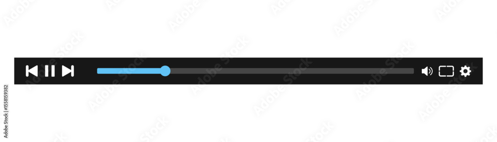 Minimized video player bar or audio player control panel.