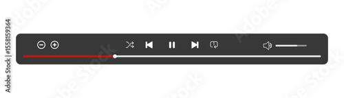 Minimized video player bar or audio player control panel.