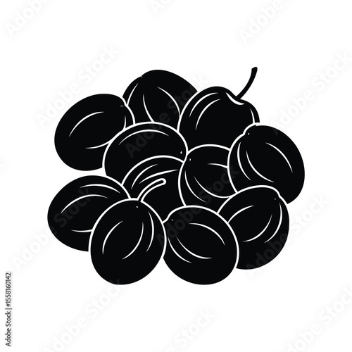 Stylized Silhouette of a Bunch of Plums or Cherries Together