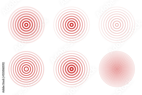 vector concentric ripple circles line set. Clip art isolated on transparent background.