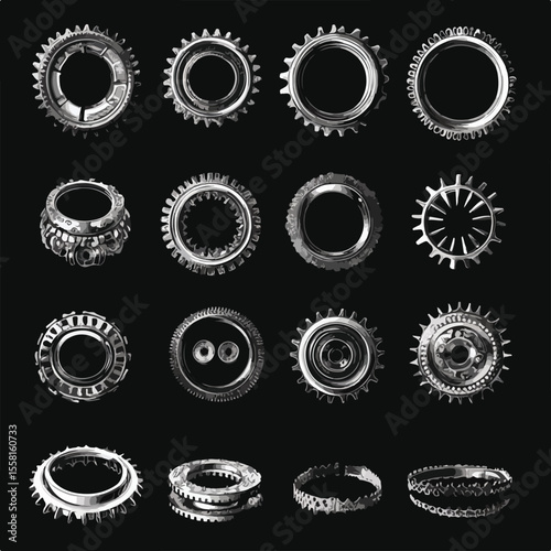 gear silhouette set