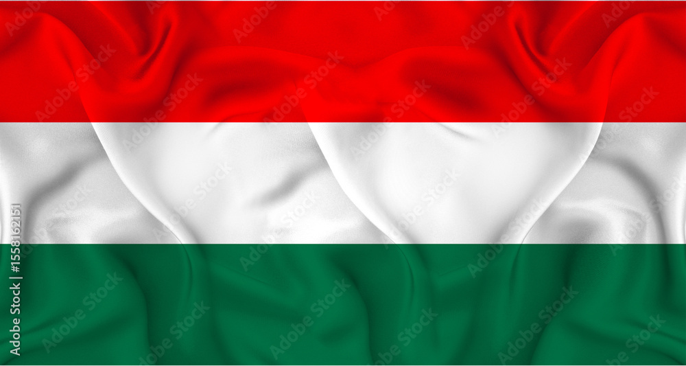Realistic flag of Hungary waving. Hungary national flag with fabric texture Realistic flag of Hungary waving. Hungary national flag with fabric texture