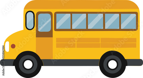 Classic yellow school bus isolated on white background