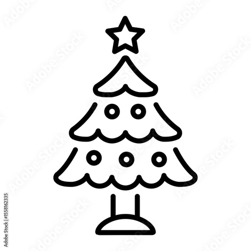 A linear style icon representing christmas tree