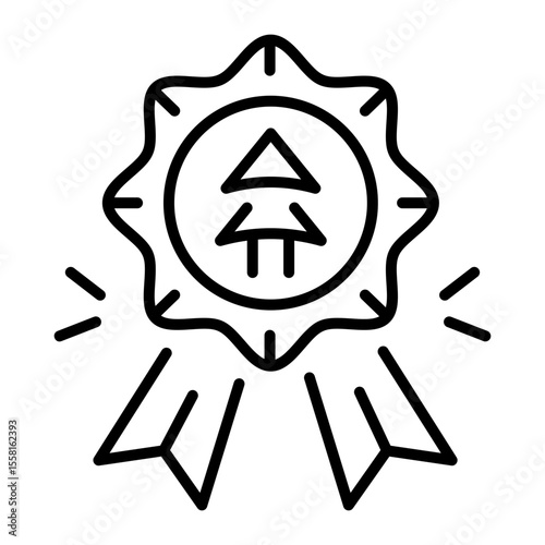 A linear style icon representing badge