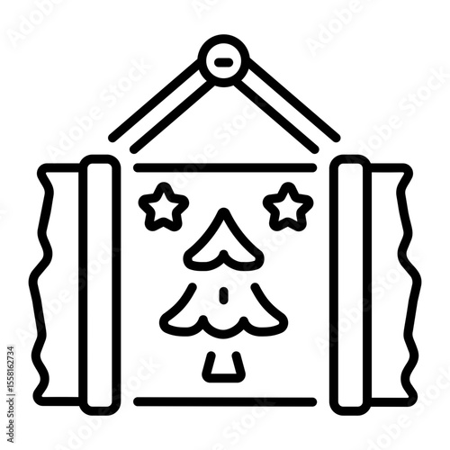 A linear style icon representing christmas board
