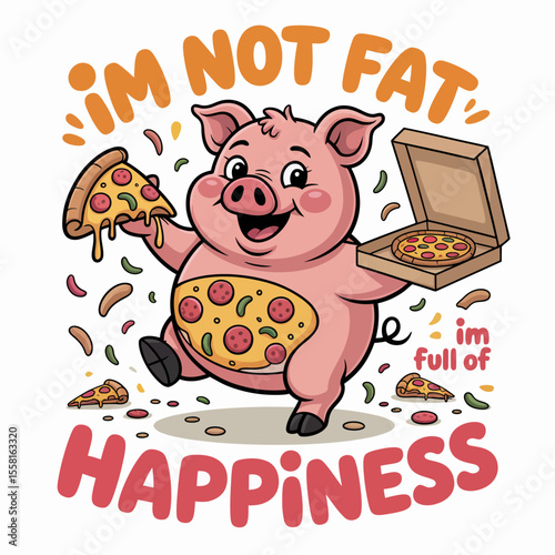 Happy Pizza Pig Cartoon