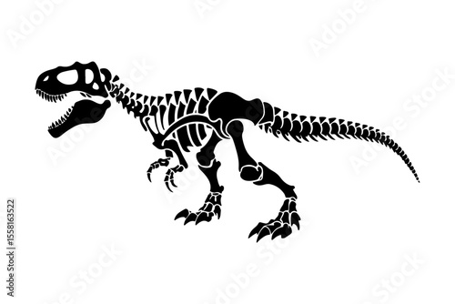 T rex dinosaur skeleton negative space silhouette illustration