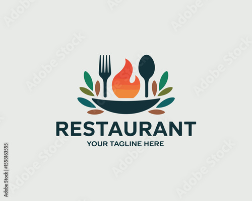 Restaurant and Flame Logo Design