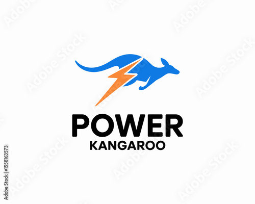 Power Kangaroo Logo with Lightning Bolt