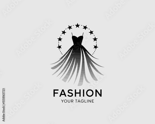 Fashion Logo with Stars and Dress