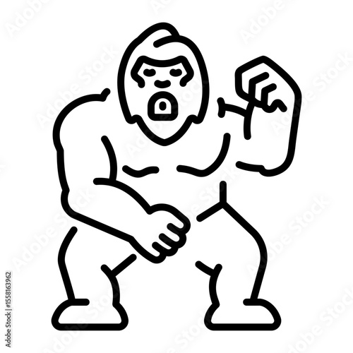 A line style icon showing big gorilla