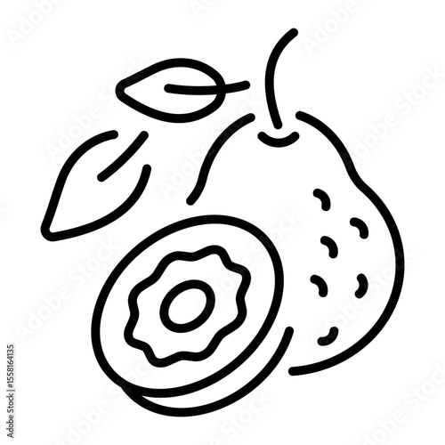 An outline style icon depicting pear