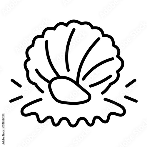 A linear style icon representing seashell