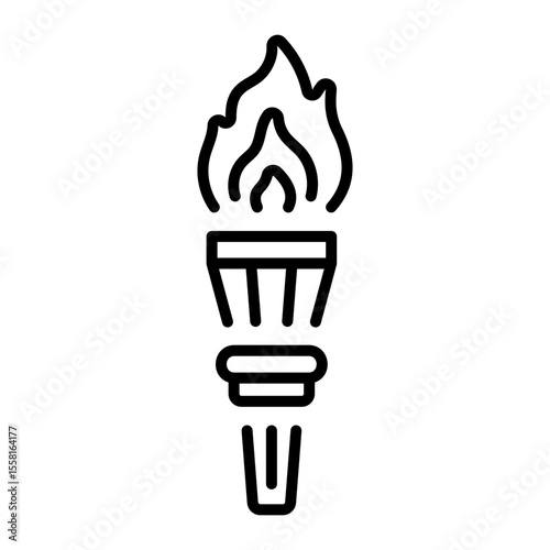 A line style icon showing fire torch