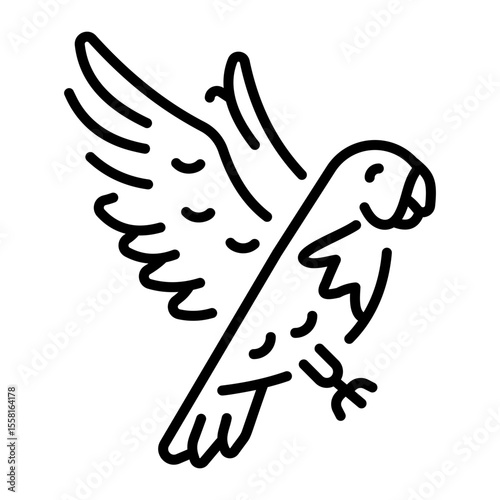 A linear style icon representing parrot