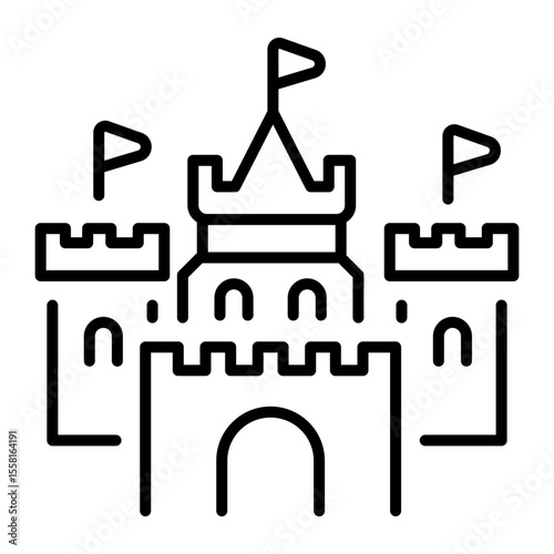 An outline style icon depicting sand castle