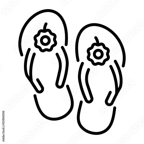 A line style icon showing flip flops