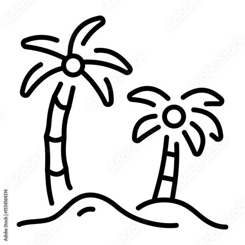 A linear style icon representing tropical island