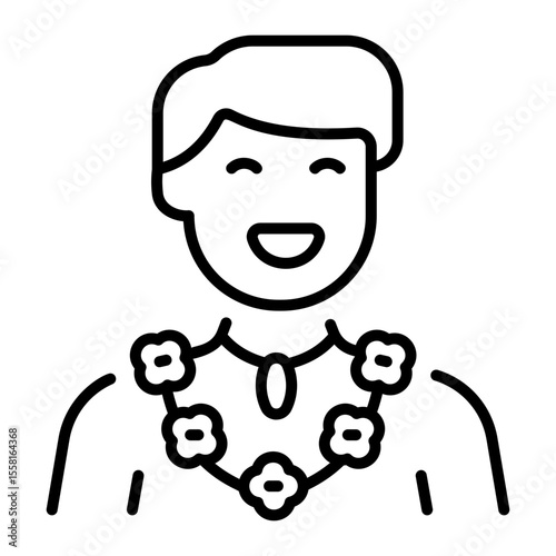 A linear style icon representing flower lei