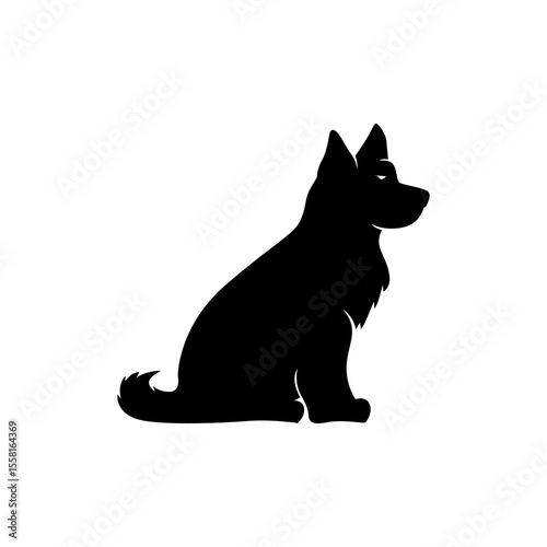 simple black silhouette of a sitting dog