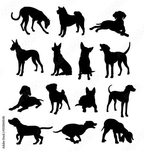 collection of various dog silhouettes