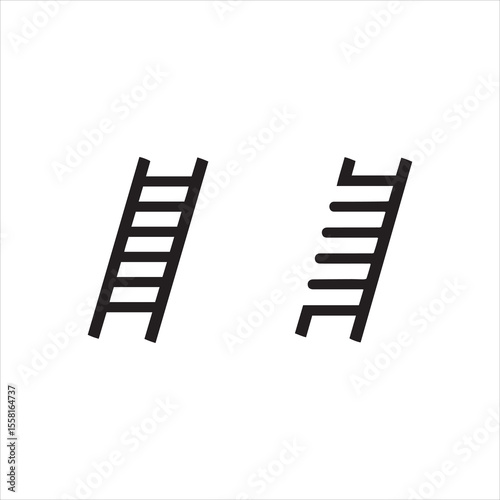 Two simple black ladders facing opposite directions on a white background