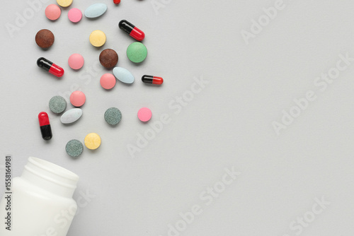 Bottle with different pills...