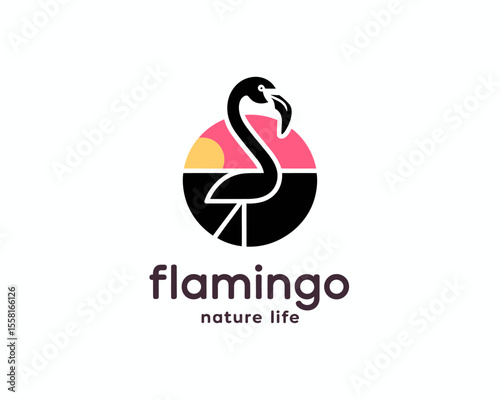Geometric Flamingo Badge