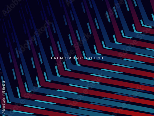 This abstract background features a pattern of diagonal lines in a red and dark blue gradient that creates an effect of depth and movement.