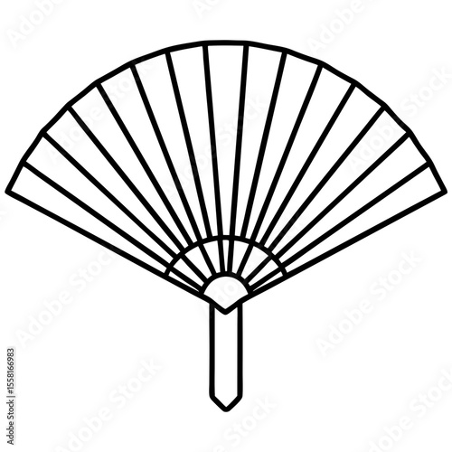 Hand Fan Icon Vector | Generative AI Linocut Silhouette Design for Microstock