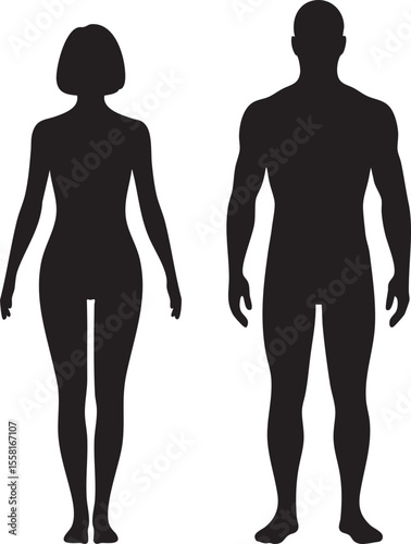 Male female silhouettes black white