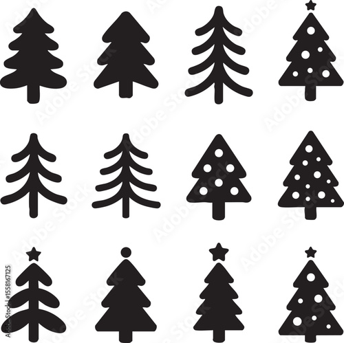 Black Christmas Trees Collection holiday winter