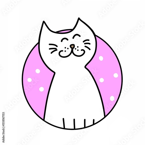 cute cat cartoon on pink background