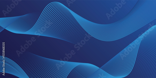 Dark abstract background with glowing wave. Shiny moving lines design element. Modern blue gradient flowing wave lines. Futuristic technology  modern arts